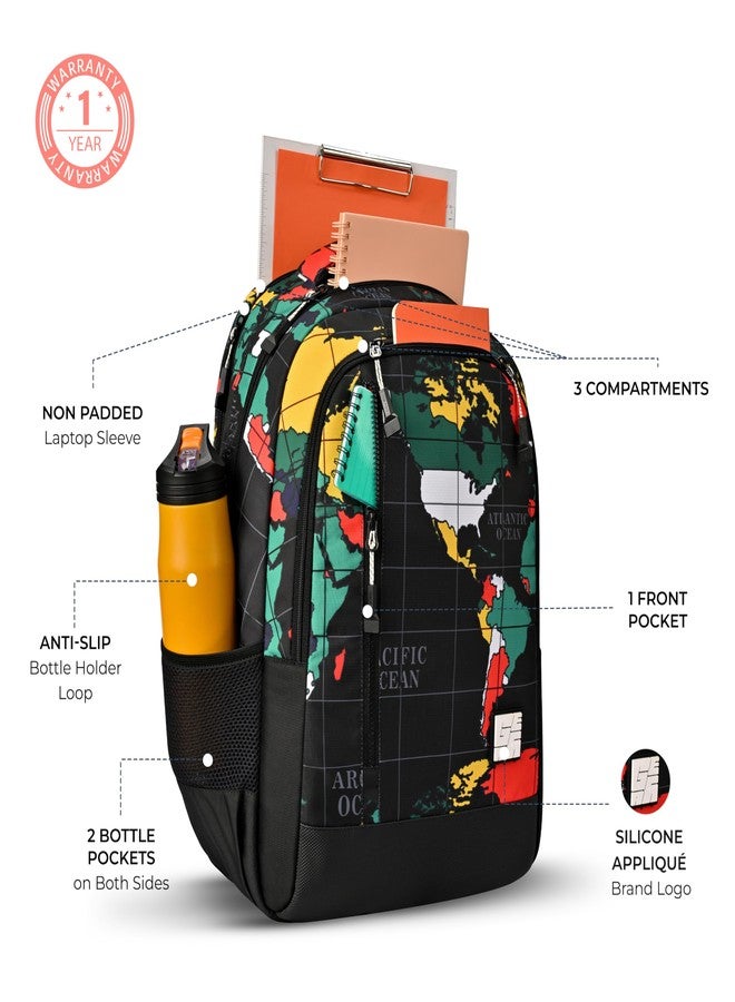 Gear Grid 5 Compartment Backpack 17"/30L Medium Water Resistant School Bag/Casual Backpack/Daypack/Kids Bag for Boys/Girls (Black-Black) - Image 4